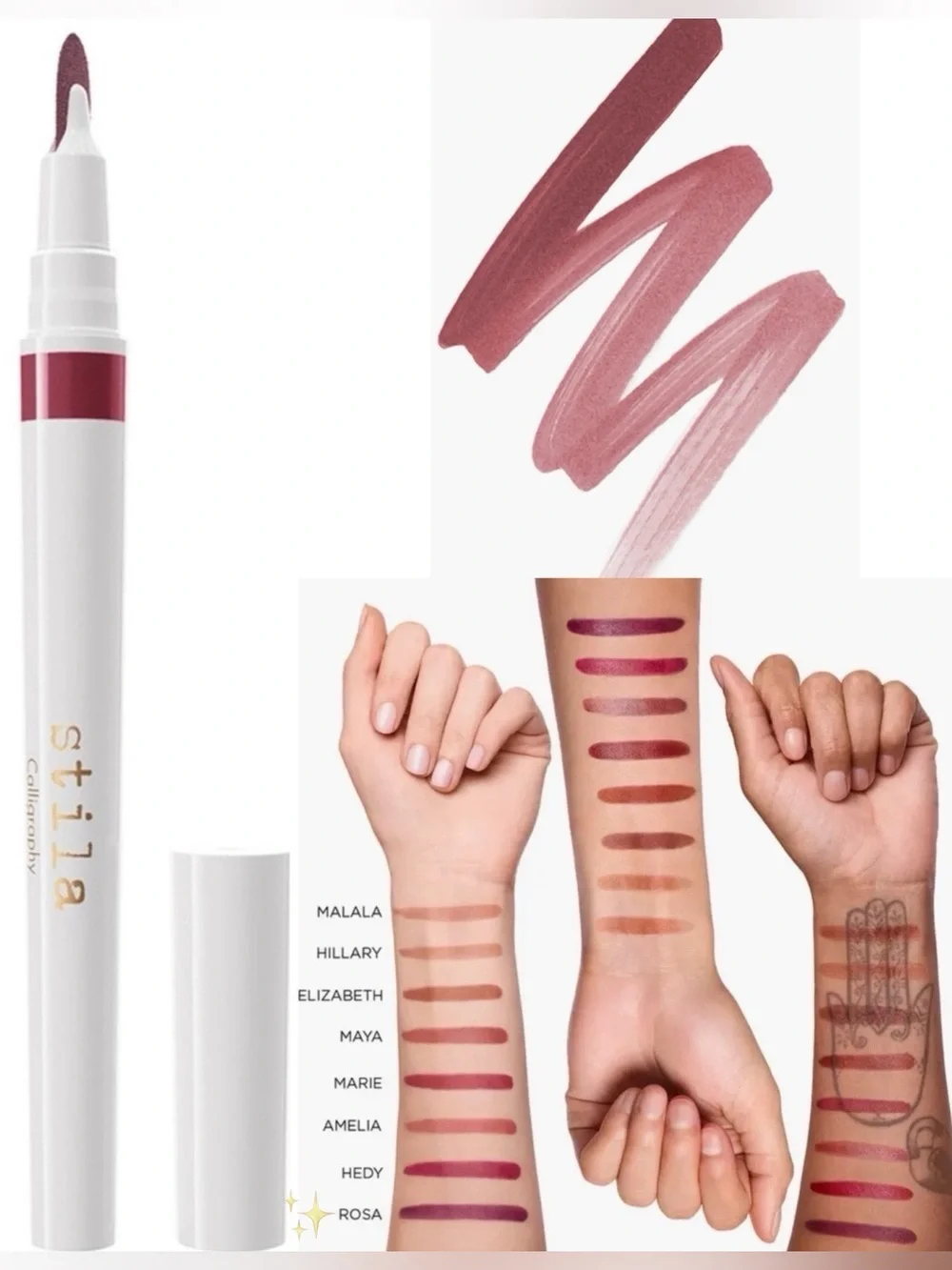 Stila CALLIGRAPHY LIP STAIN (Rosa) NIB .67 ml / .022 fl oz